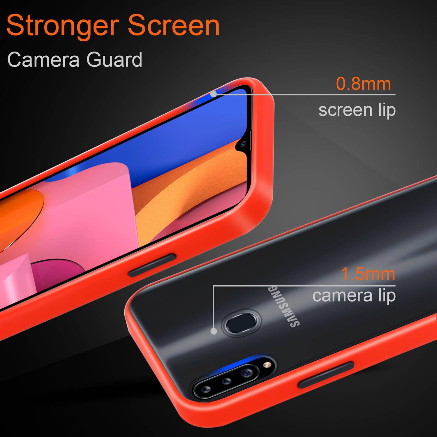 Cadorabo Hülle für Samsung Galaxy A20s Schutz Hülle in Transparent Handyhülle Hybrid Schutzhülle Etui TPU Silikon