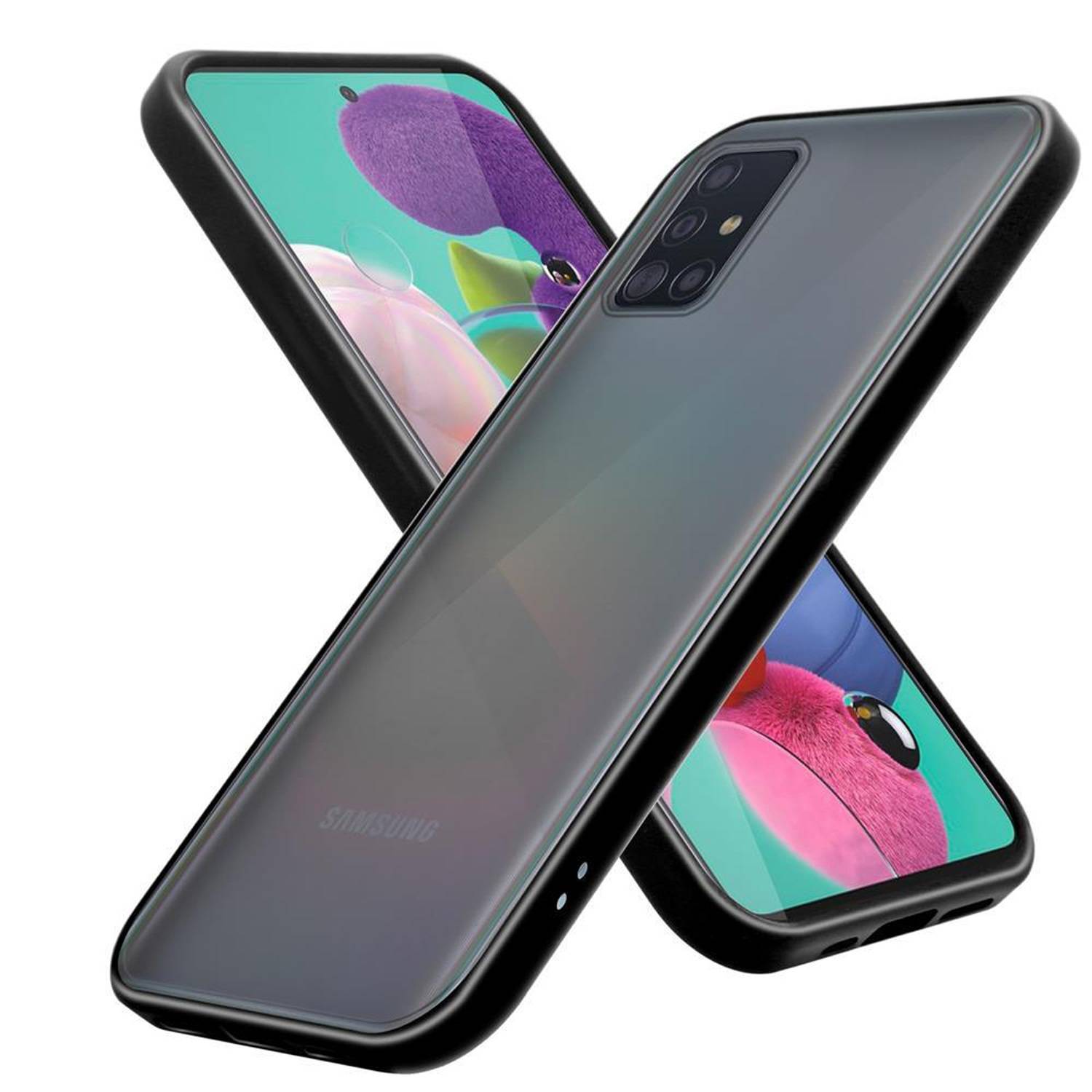 Cadorabo Hülle für Samsung Galaxy A51 4G / M40s Schutz Hülle in Schwarz Handyhülle Hybrid Schutzhülle Etui TPU Silikon