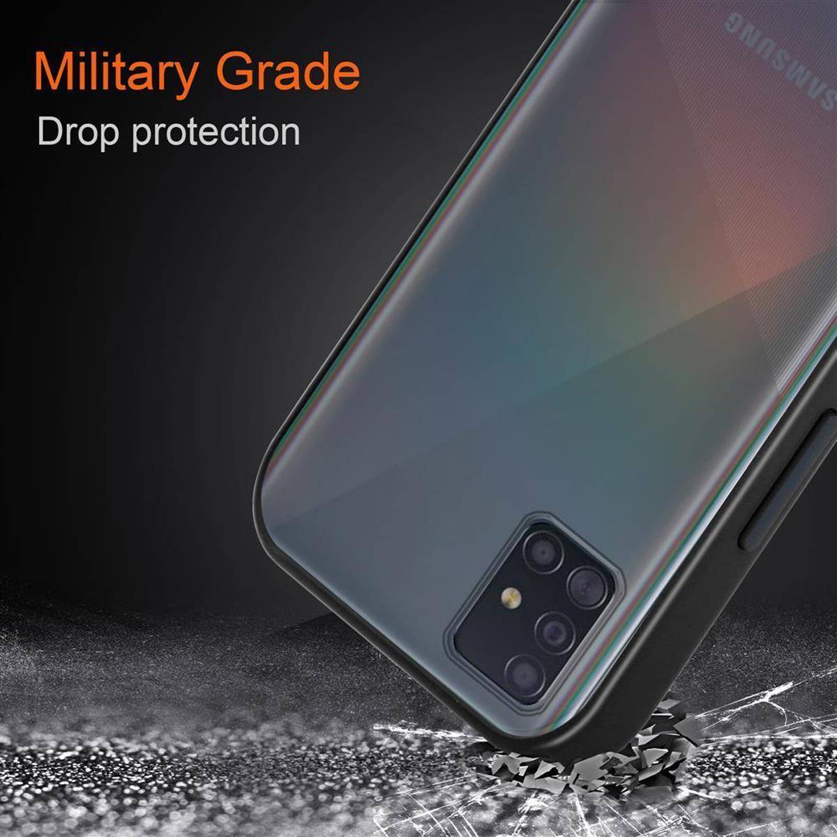Cadorabo Hülle für Samsung Galaxy A51 4G / M40s Schutz Hülle in Schwarz Handyhülle Hybrid Schutzhülle Etui TPU Silikon
