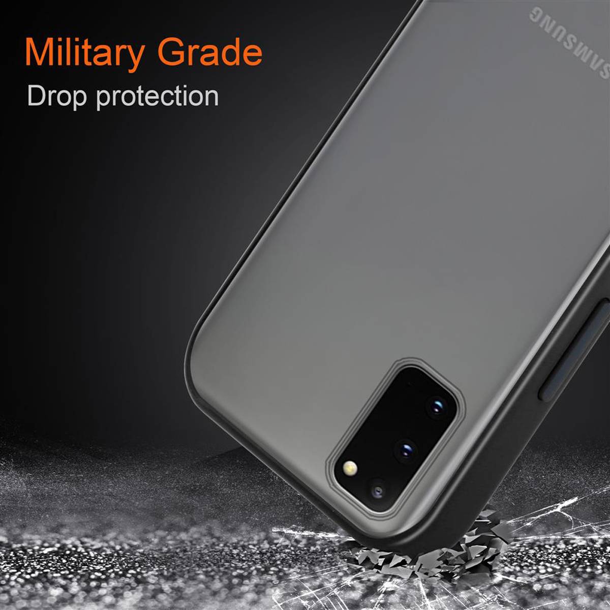 Cadorabo Hülle für Samsung Galaxy S20 Schutz Hülle in Schwarz Handyhülle Hybrid Schutzhülle Etui TPU Silikon