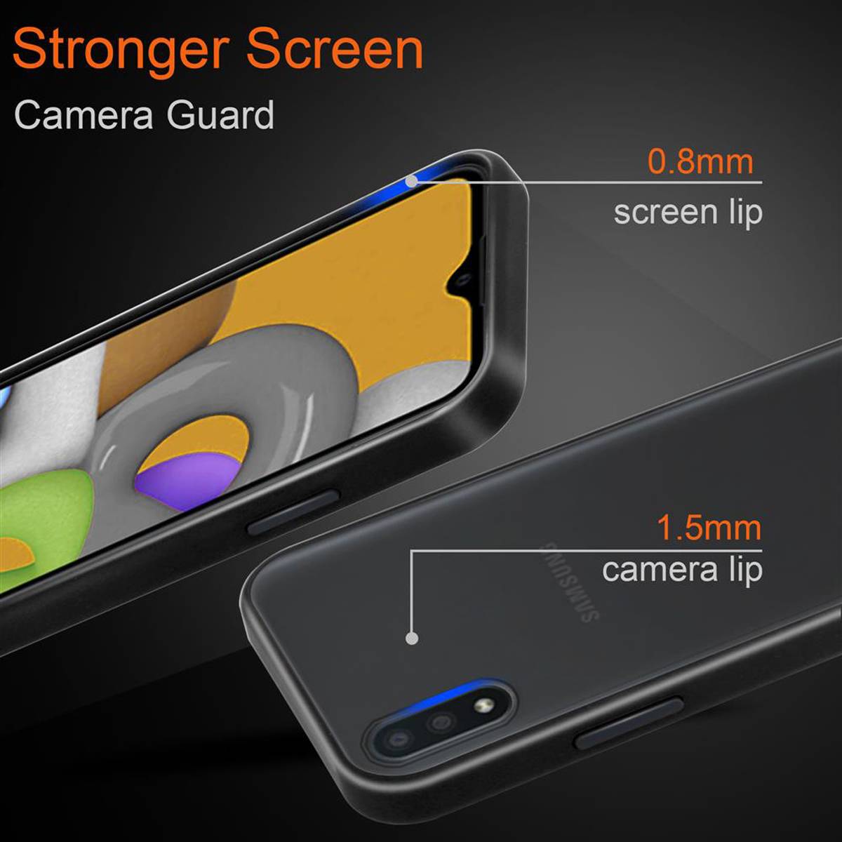 Cadorabo Hülle für Samsung Galaxy A01 Schutz Hülle in Schwarz Handyhülle Hybrid Schutzhülle Etui TPU Silikon