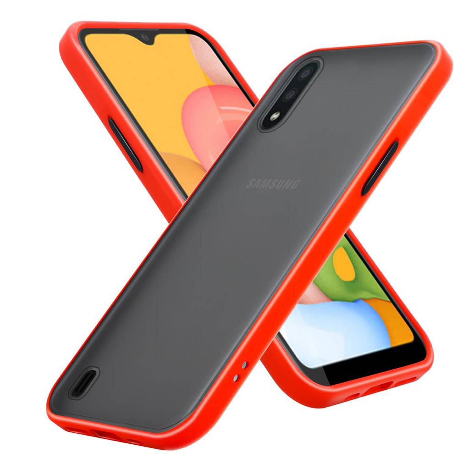 Cadorabo Hülle für Samsung Galaxy A01 Schutz Hülle in Transparent Handyhülle Hybrid Schutzhülle Etui TPU Silikon