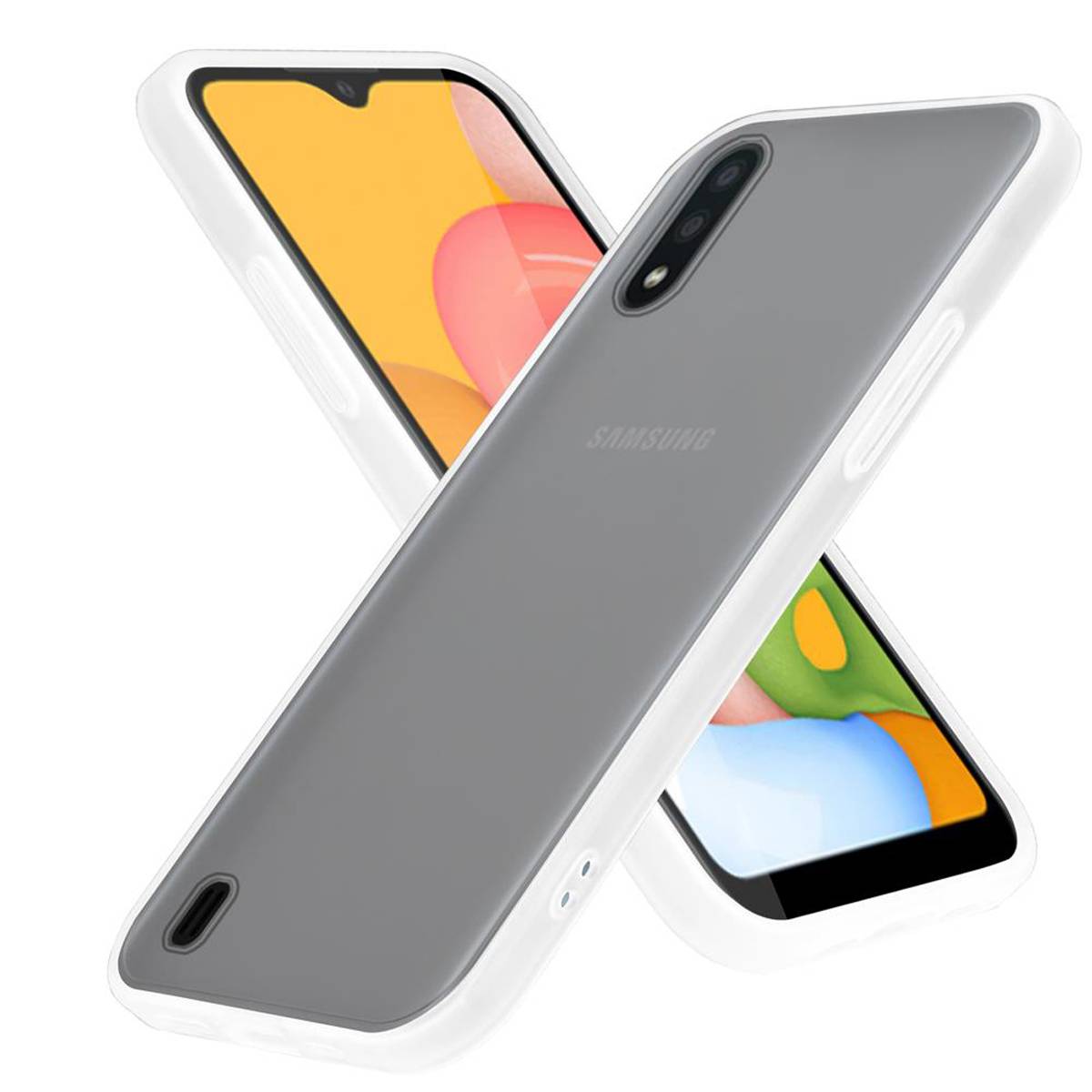 Cadorabo Hülle für Samsung Galaxy A01 Schutz Hülle in Transparent Handyhülle Hybrid Schutzhülle Etui TPU Silikon
