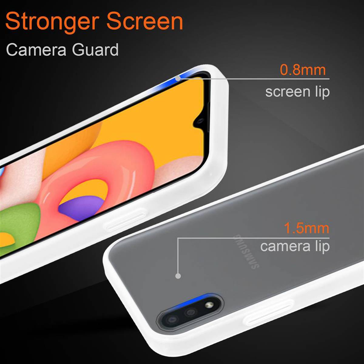 Cadorabo Hülle für Samsung Galaxy A01 Schutz Hülle in Transparent Handyhülle Hybrid Schutzhülle Etui TPU Silikon
