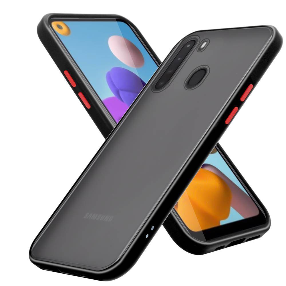 Cadorabo Hülle für Samsung Galaxy A21 Schutz Hülle in Transparent Handyhülle Hybrid Schutzhülle Etui TPU Silikon