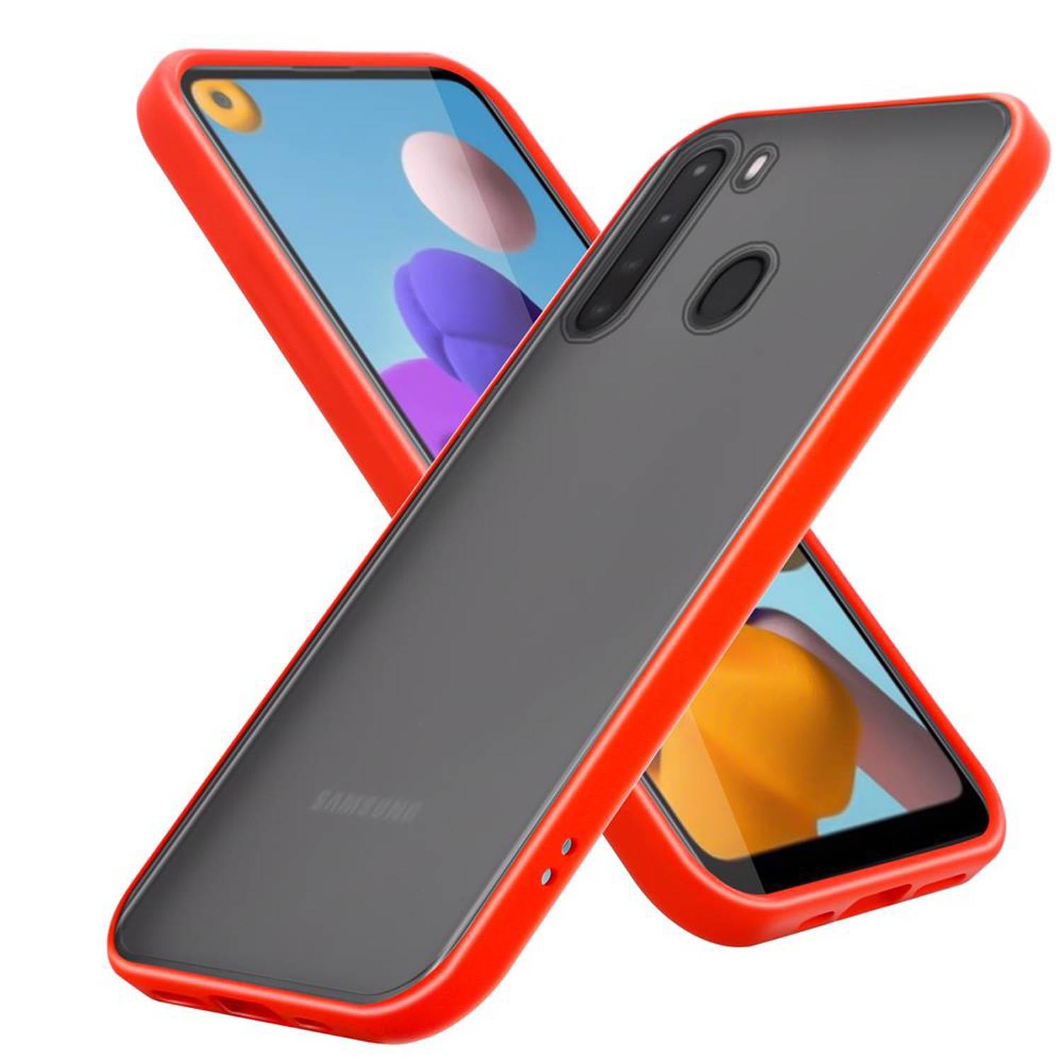 Cadorabo Hülle für Samsung Galaxy A21 Schutz Hülle in Transparent Handyhülle Hybrid Schutzhülle Etui TPU Silikon
