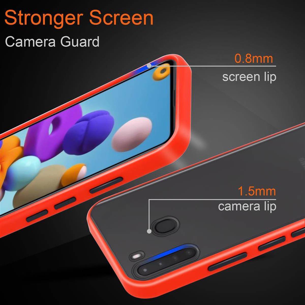 Cadorabo Hülle für Samsung Galaxy A21 Schutz Hülle in Transparent Handyhülle Hybrid Schutzhülle Etui TPU Silikon
