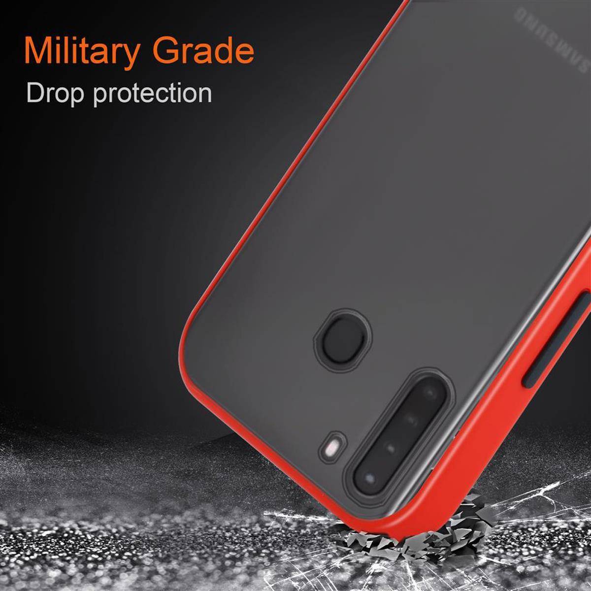 Cadorabo Hülle für Samsung Galaxy A21 Schutz Hülle in Transparent Handyhülle Hybrid Schutzhülle Etui TPU Silikon