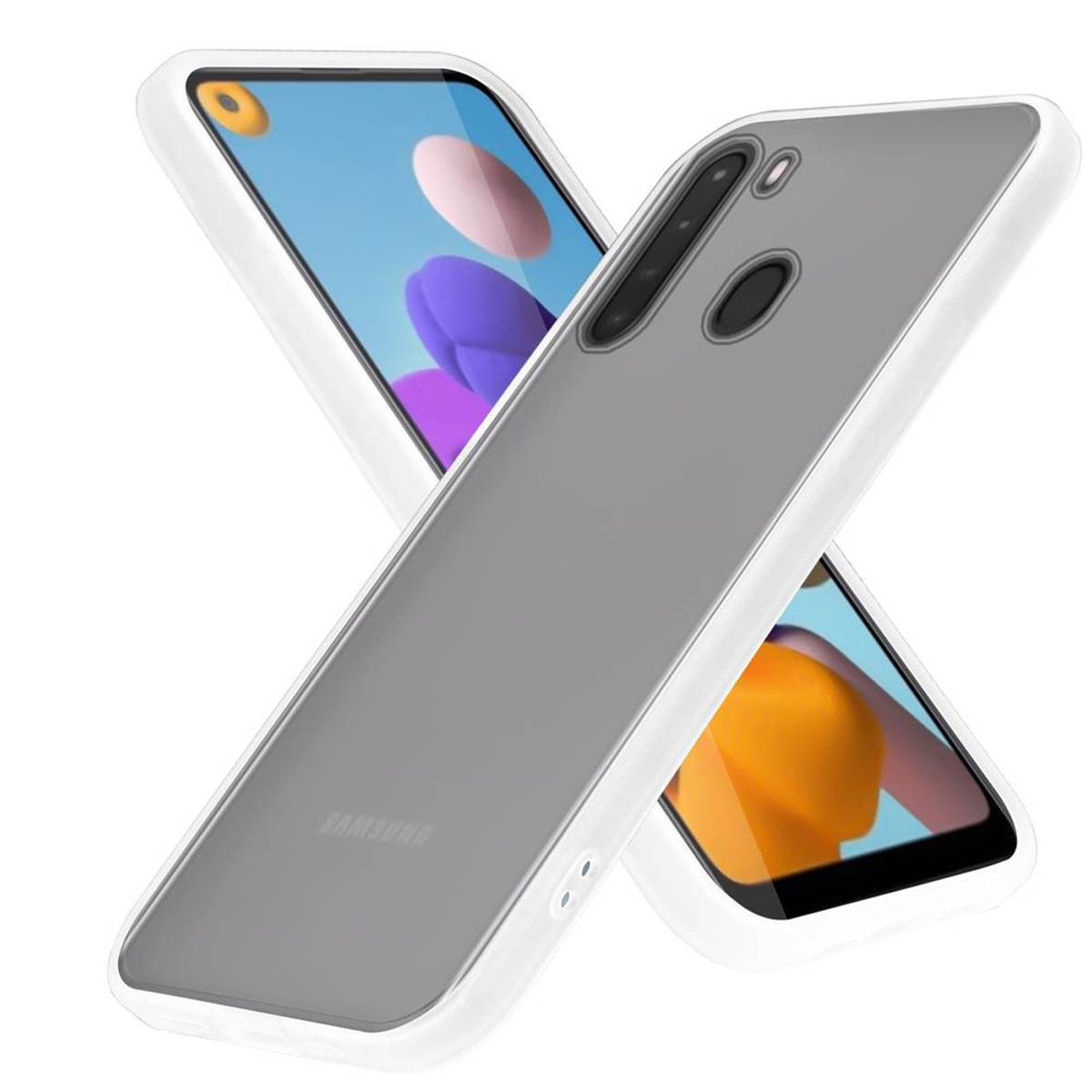 Cadorabo Hülle für Samsung Galaxy A21 Schutz Hülle in Transparent Handyhülle Hybrid Schutzhülle Etui TPU Silikon