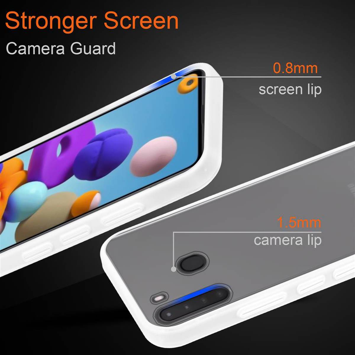 Cadorabo Hülle für Samsung Galaxy A21 Schutz Hülle in Transparent Handyhülle Hybrid Schutzhülle Etui TPU Silikon