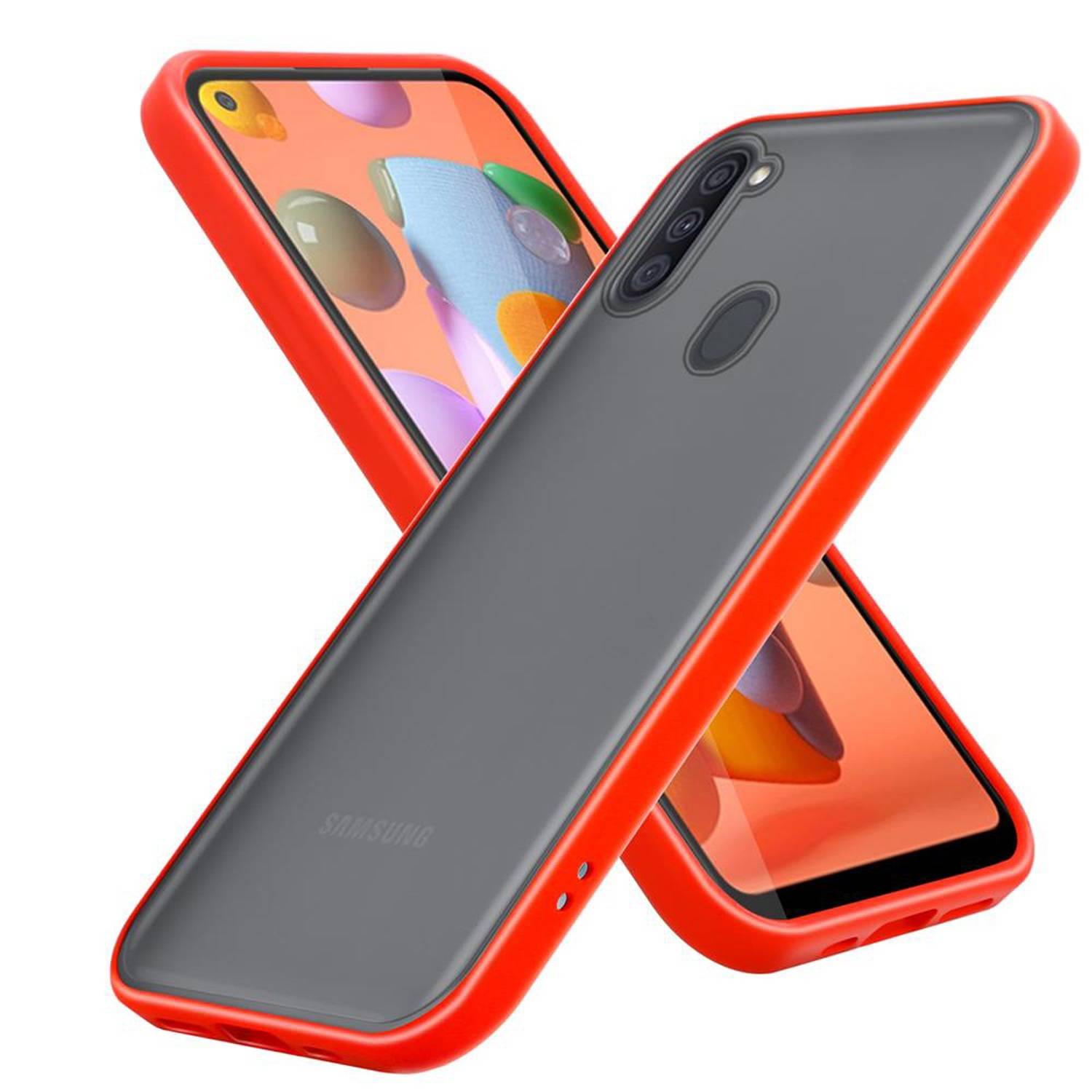 Cadorabo Hülle für Samsung Galaxy A11 / M11 Schutz Hülle in Transparent Handyhülle Hybrid Schutzhülle Etui TPU Silikon