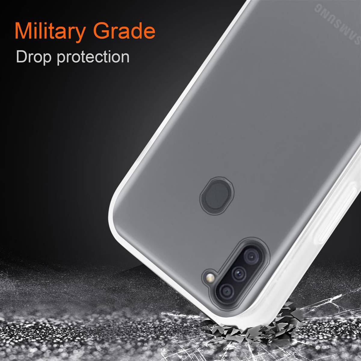 Cadorabo Hülle für Samsung Galaxy A11 / M11 Schutz Hülle in Transparent Handyhülle Hybrid Schutzhülle Etui TPU Silikon