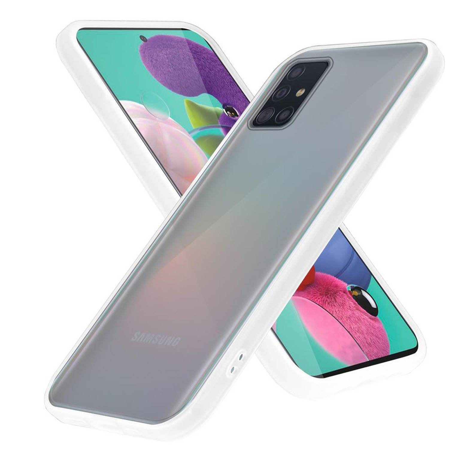 Cadorabo Hülle für Samsung Galaxy A51 5G Schutz Hülle in Transparent Handyhülle Hybrid Schutzhülle Etui TPU Silikon