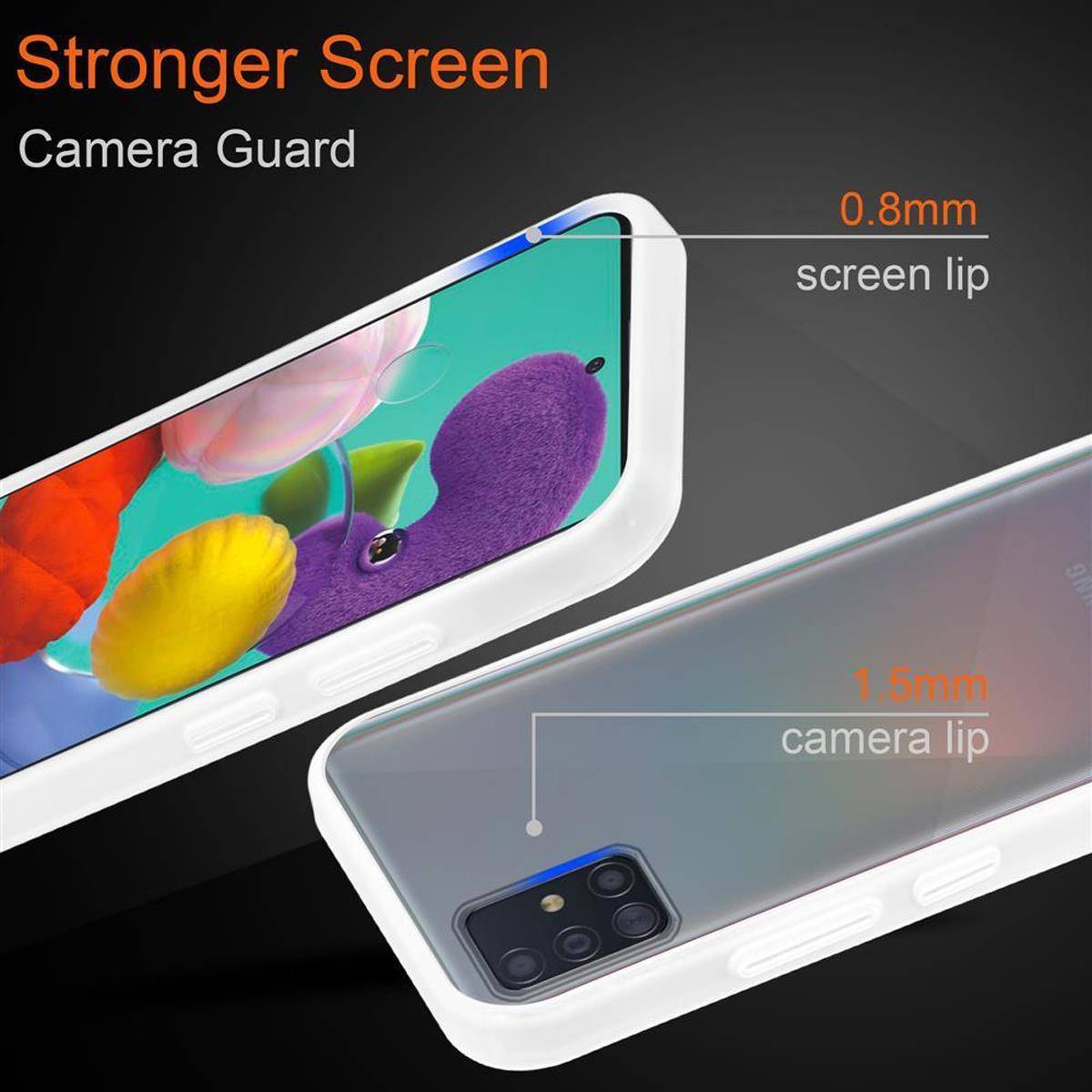 Cadorabo Hülle für Samsung Galaxy A51 5G Schutz Hülle in Transparent Handyhülle Hybrid Schutzhülle Etui TPU Silikon