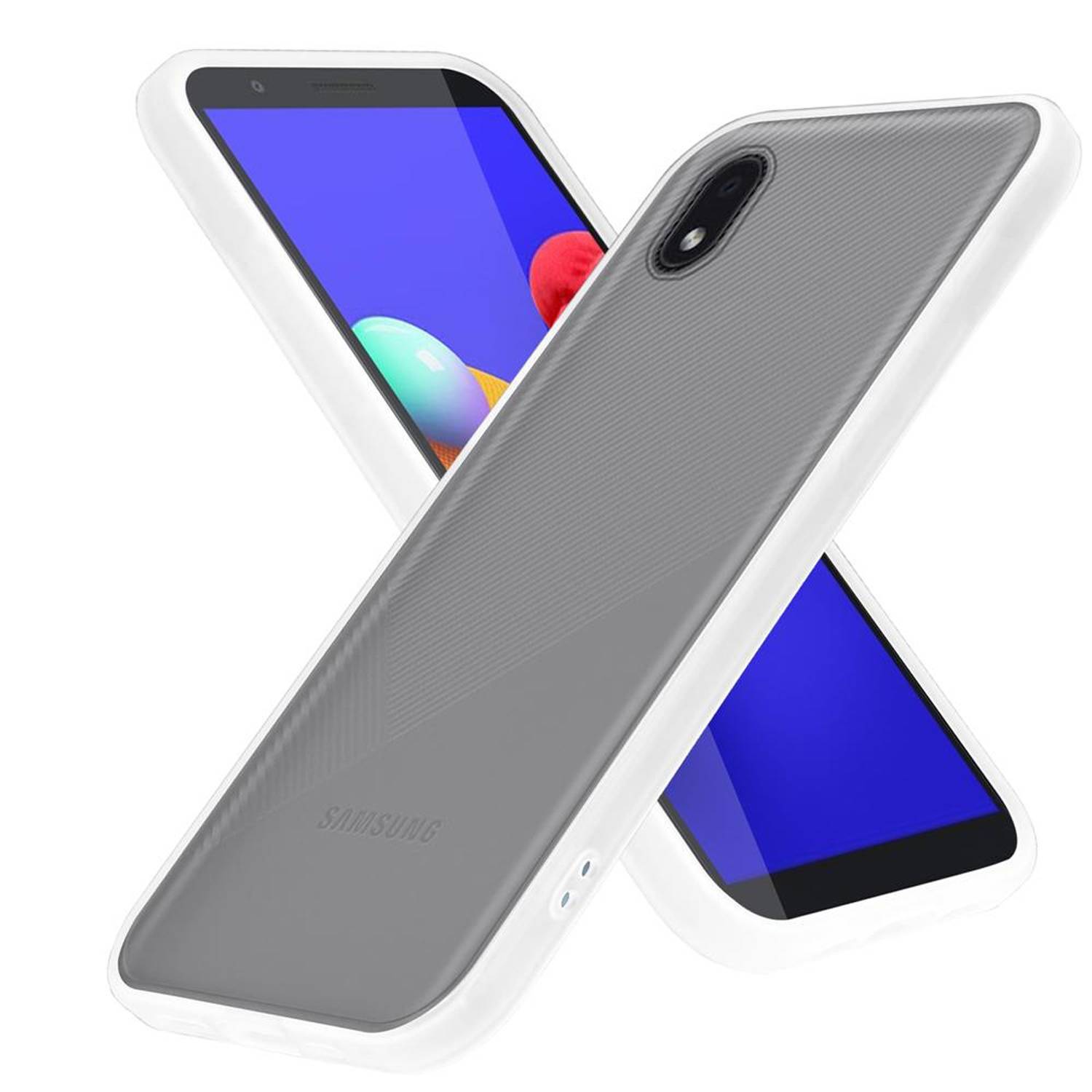 Cadorabo Hülle für Samsung Galaxy A01 CORE Schutz Hülle in Transparent Handyhülle Hybrid Schutzhülle Etui TPU Silikon