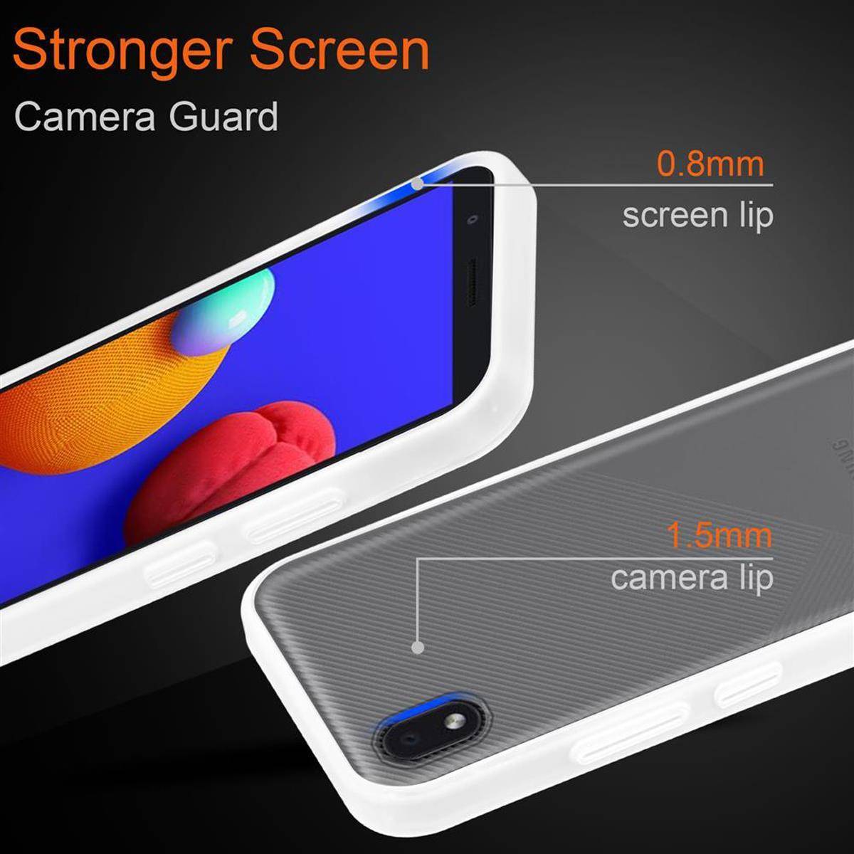 Cadorabo Hülle für Samsung Galaxy A01 CORE Schutz Hülle in Transparent Handyhülle Hybrid Schutzhülle Etui TPU Silikon