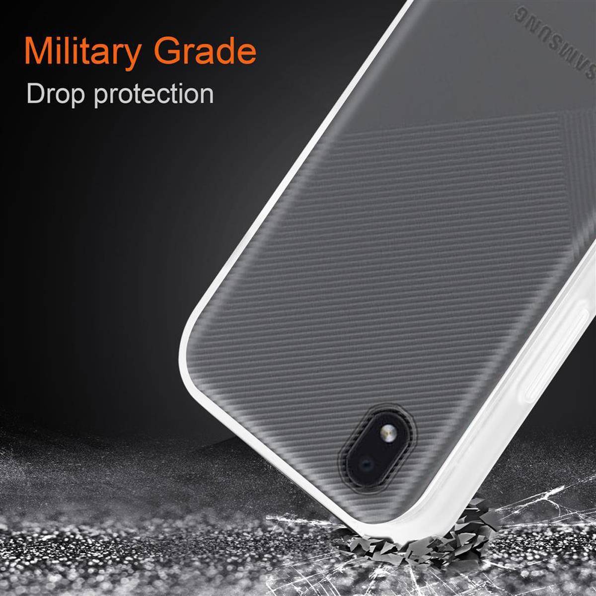 Cadorabo Hülle für Samsung Galaxy A01 CORE Schutz Hülle in Transparent Handyhülle Hybrid Schutzhülle Etui TPU Silikon