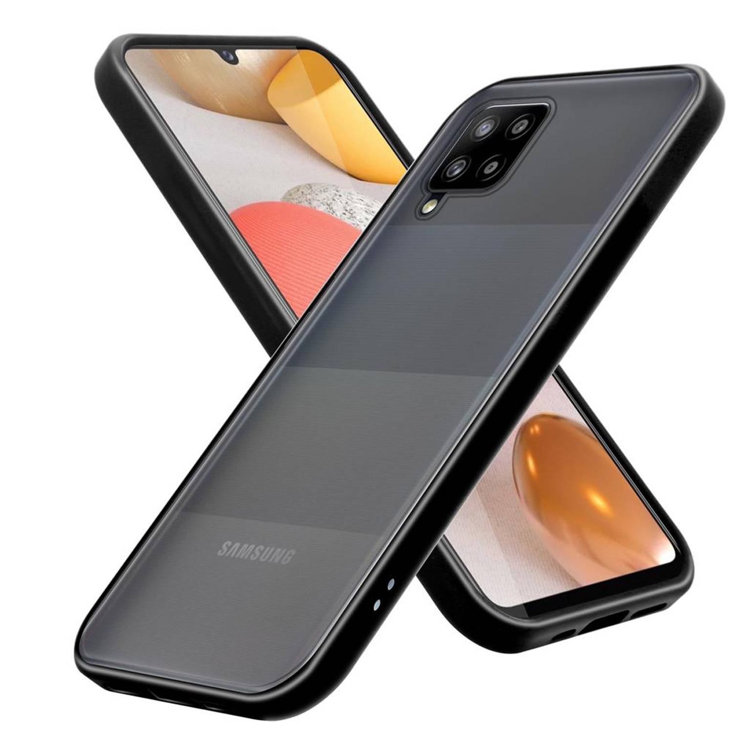 Cadorabo Hülle für Samsung Galaxy A42 5G / M42 5G Schutz Hülle in Schwarz Handyhülle Hybrid Schutzhülle Etui TPU Silikon