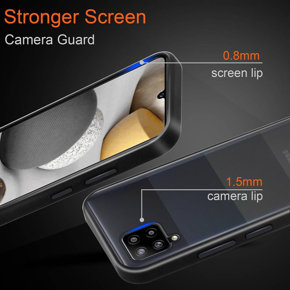 Cadorabo Hülle für Samsung Galaxy A42 5G / M42 5G Schutz Hülle in Schwarz Handyhülle Hybrid Schutzhülle Etui TPU Silikon