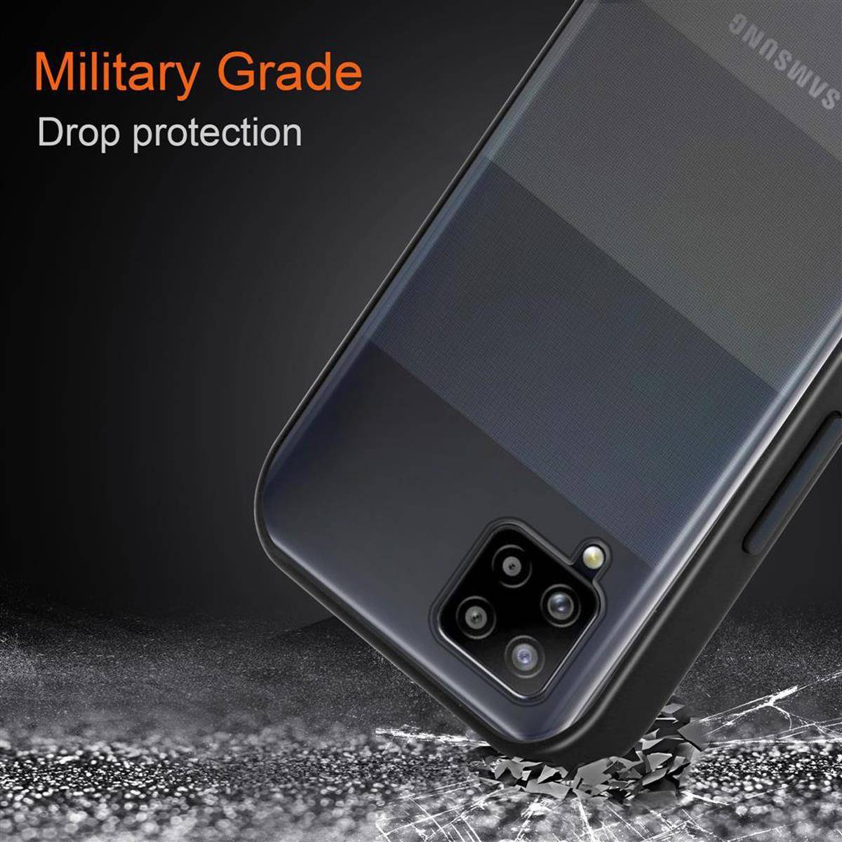 Cadorabo Hülle für Samsung Galaxy A42 5G / M42 5G Schutz Hülle in Schwarz Handyhülle Hybrid Schutzhülle Etui TPU Silikon
