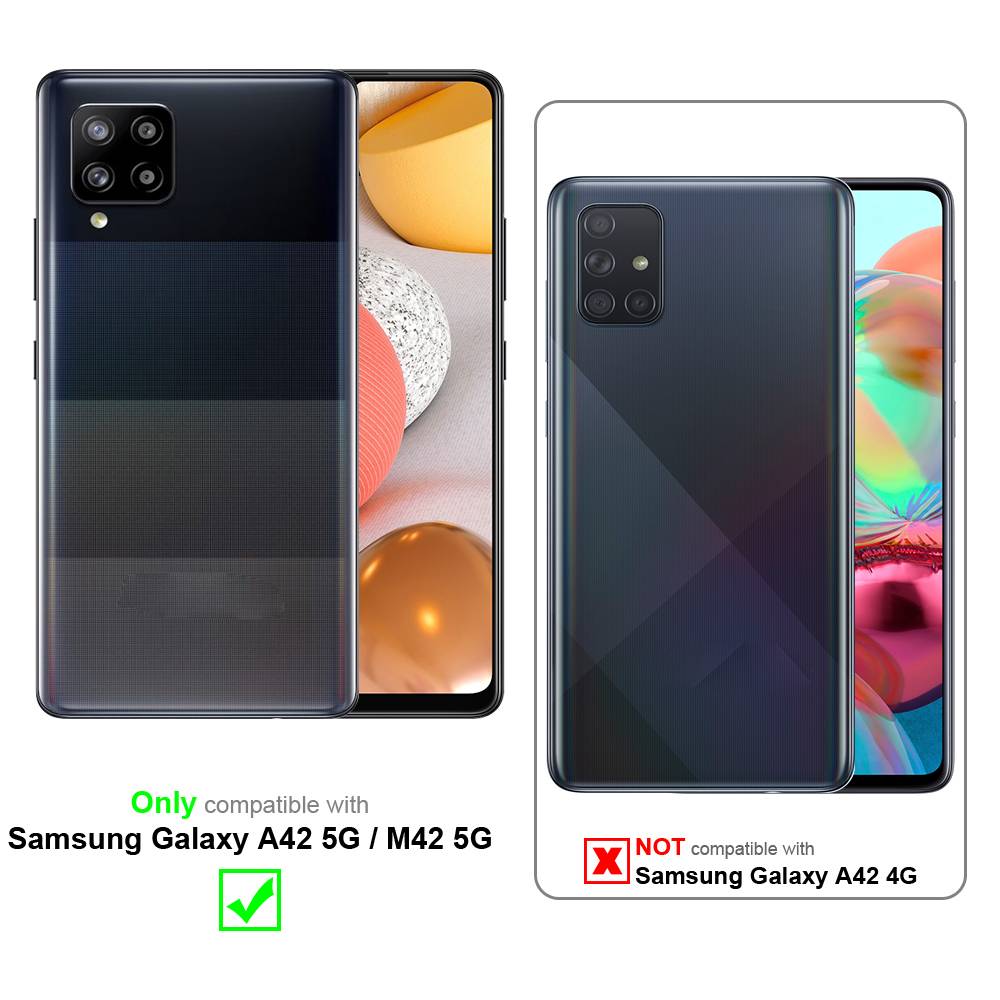 Cadorabo Hülle für Samsung Galaxy A42 5G / M42 5G Schutz Hülle in Schwarz Handyhülle Hybrid Schutzhülle Etui TPU Silikon