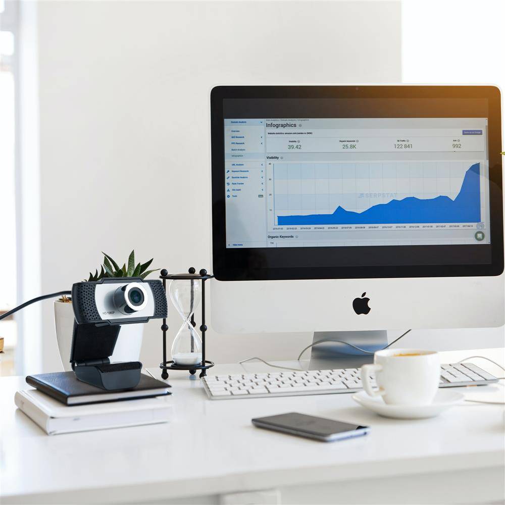 Cadorabo Webcam 1080P in SCHWARZ - Mit Mikrofon USB 2.0 Webkamera mit drehbarem Clip