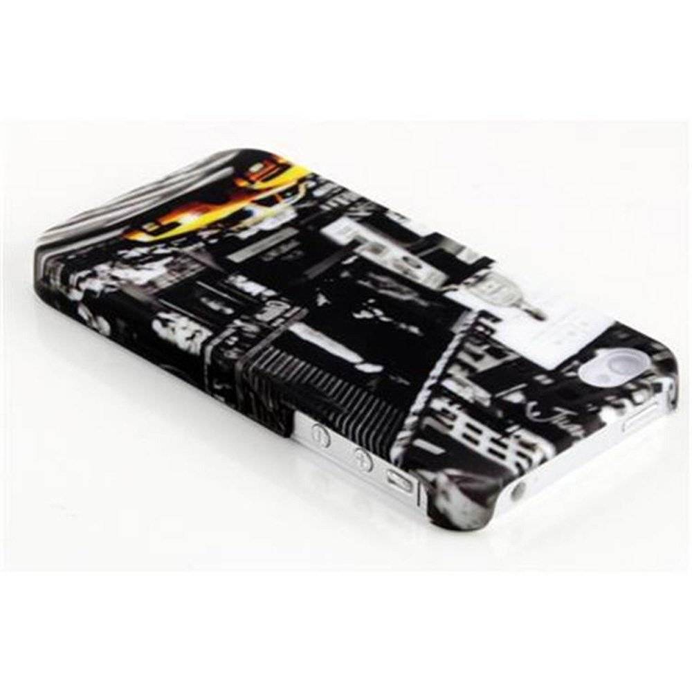 Cadorabo Hülle kompatibel mit Apple iPhone 4 / iPhone 4S - Hülle im NEW YORK CAB– Handyhülle aus TPU Silikon mit Aufdruck - Silikonhülle Schutzh