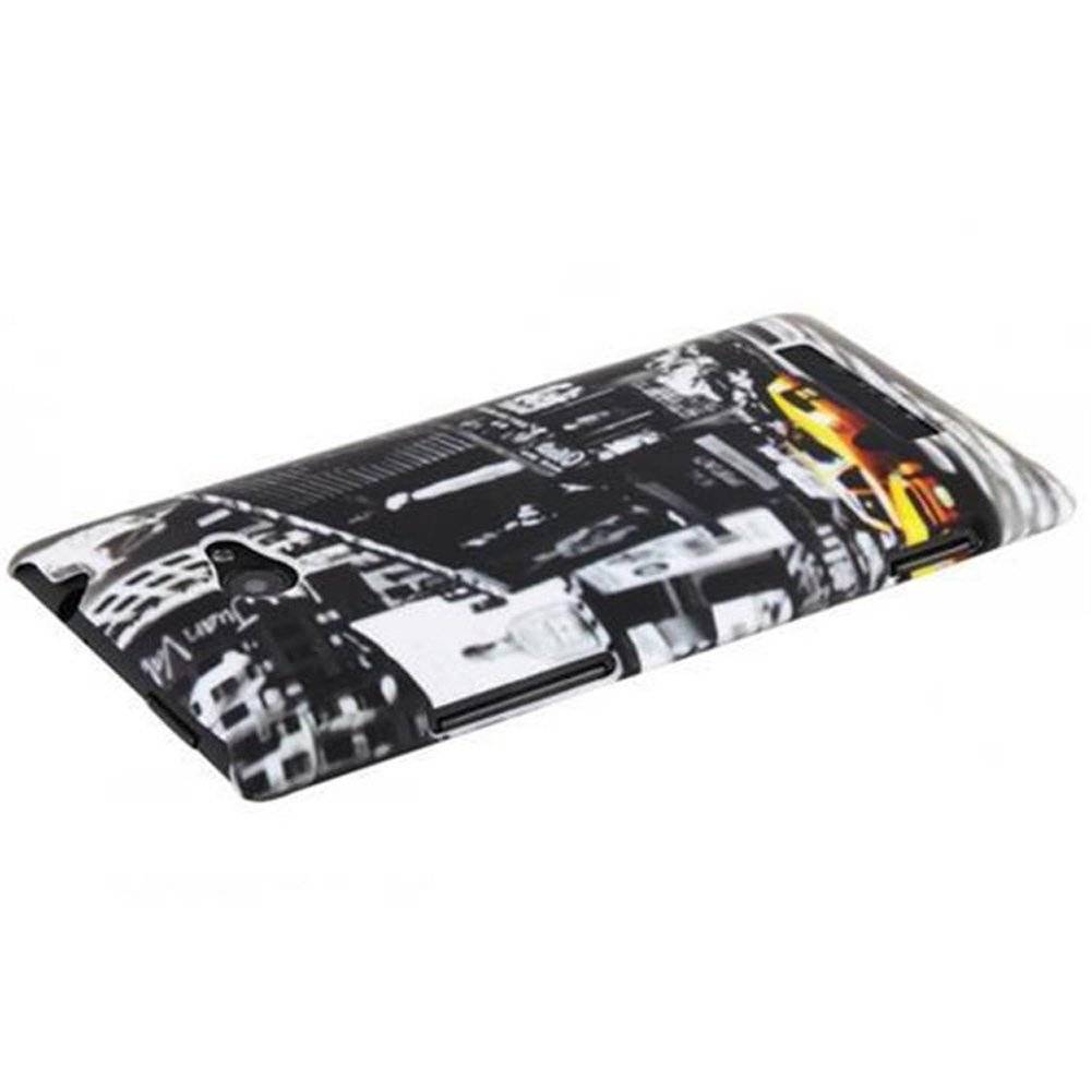 Cadorabo Hülle kompatibel mit HTC 8S - Hülle im NEW YORK CAB– Handyhülle aus TPU Silikon mit Aufdruck - Silikonhülle Schutzhülle Ultra Slim So