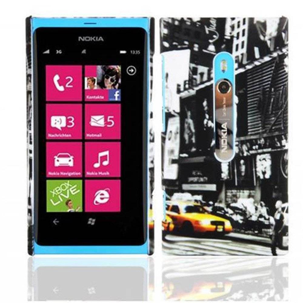 Cadorabo Hülle kompatibel mit Nokia Lumia 920 - Hülle im NEW YORK CAB– Handyhülle aus TPU Silikon mit Aufdruck - Silikonhülle Schutzhülle Ultra