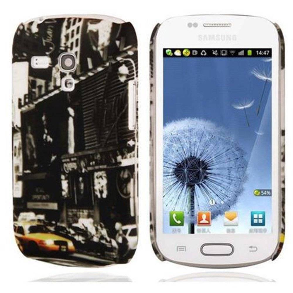 Cadorabo Hülle kompatibel mit Samsung Galaxy S3 MINI - Hülle im NEW YORK CAB– Handyhülle aus TPU Silikon mit Aufdruck - Silikonhülle Schutzhüll