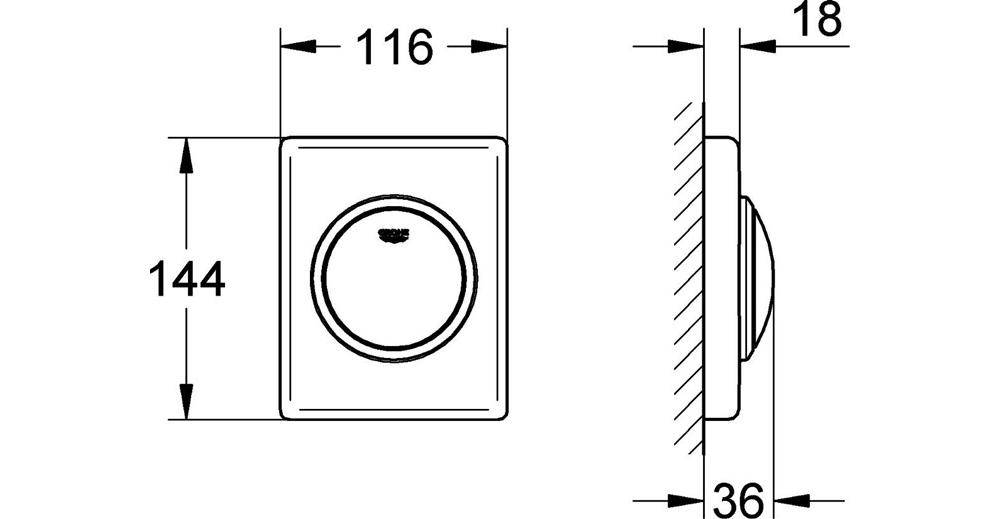 GROHE Abdeckplatte Skate 116x144mm f Urinal awe alpinweiß