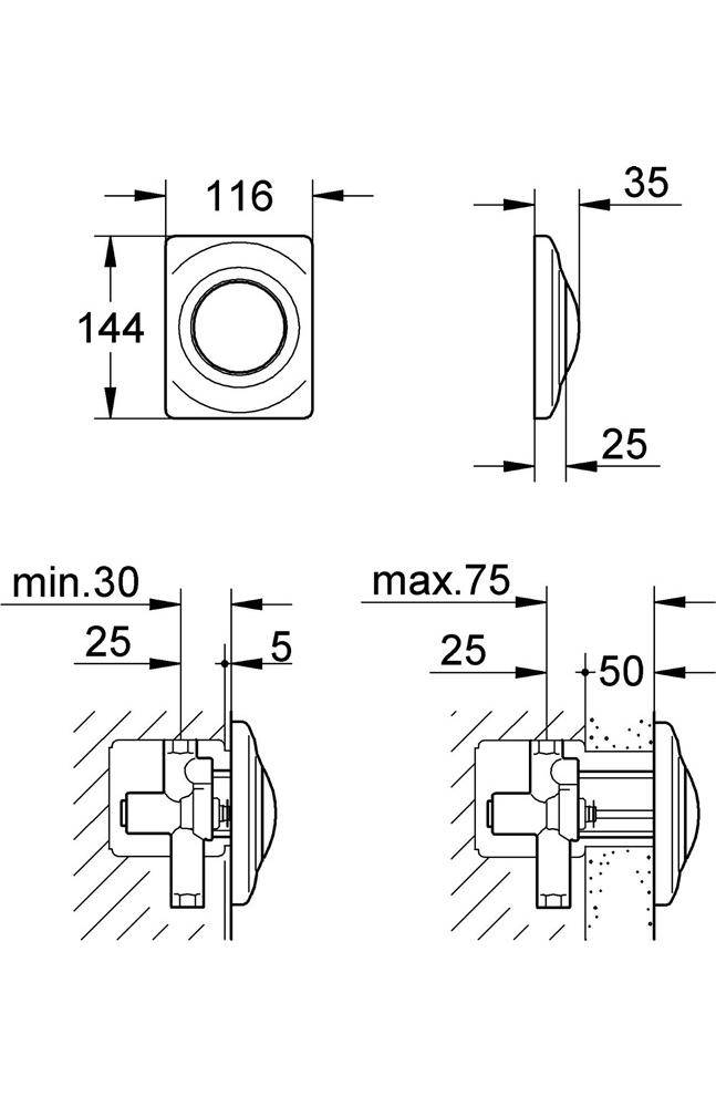 GROHE Abdeckplatte SURF 116x144mm f Urinal mattchr mattchrom