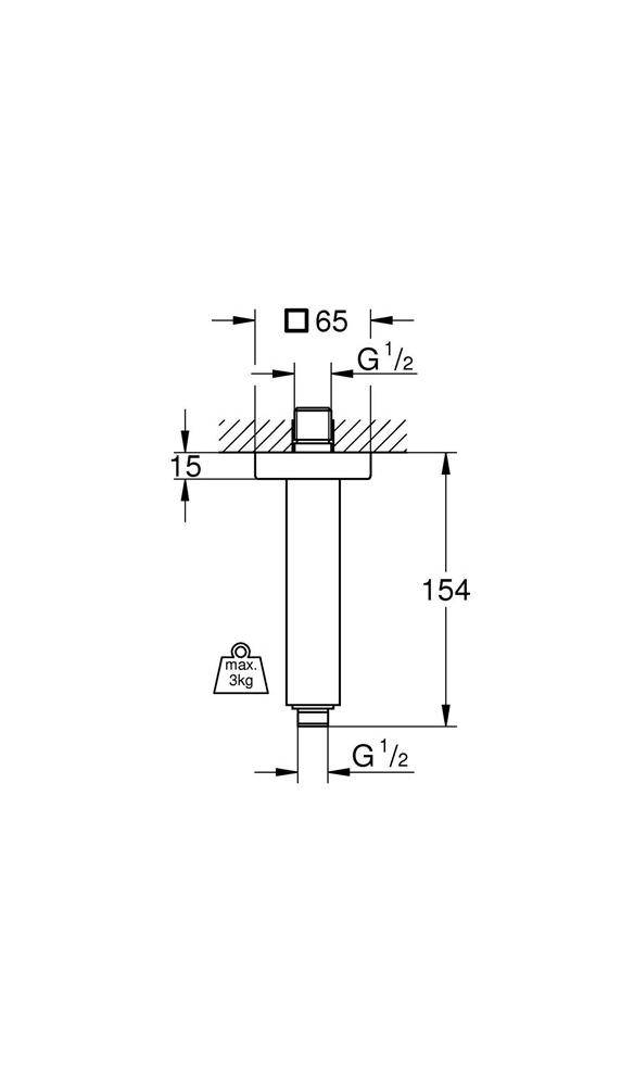 GROHE Deckenauslass RAINSHOWER Länge 154mm chr chrom