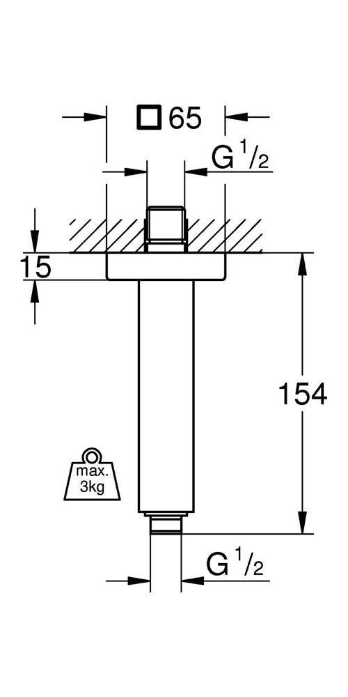 GROHE Deckenauslass RAINSHOWER Länge 154mm chr chrom