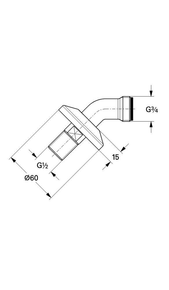 GROHE Anschlusswinkel 45Grad AG 1/2Zollx3/4Zoll chr chrom