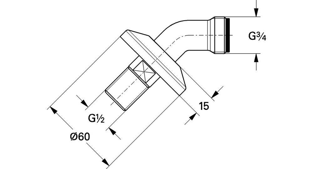 GROHE Anschlusswinkel 45Grad AG 1/2Zollx3/4Zoll chr chrom