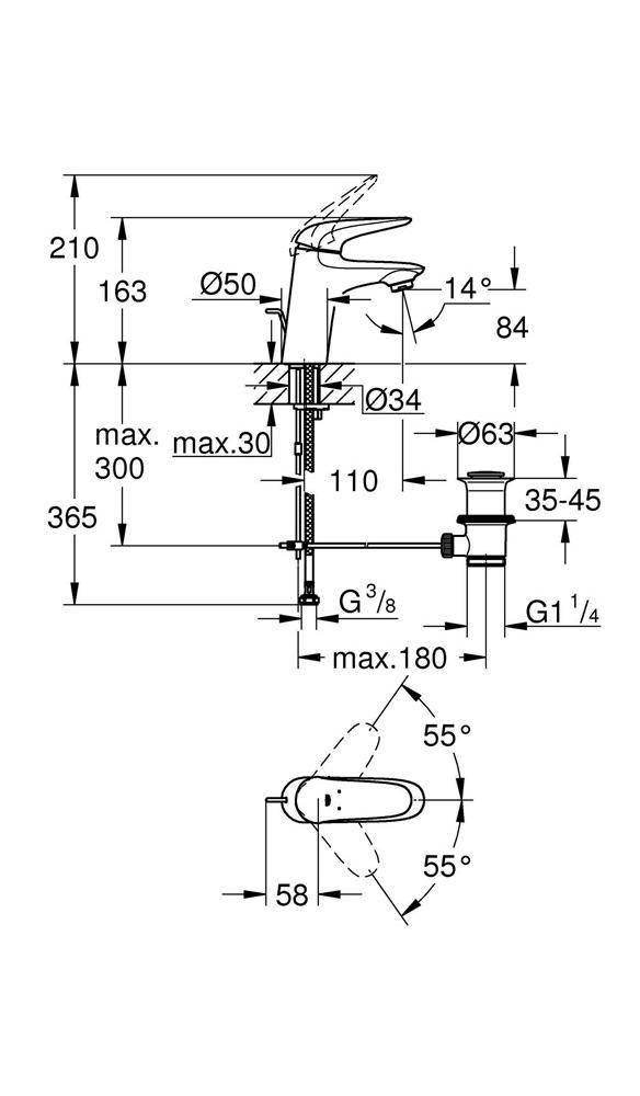 GROHE Einhand-Waschtischbatterie EUROSTYLE 1/2Zoll S-Size chr chrom