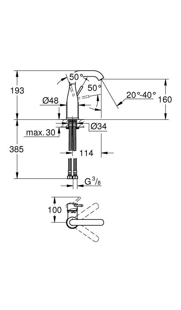 GROHE Einhand-Waschtischbatterie ESSENCE DN 15, M-Size, glatter