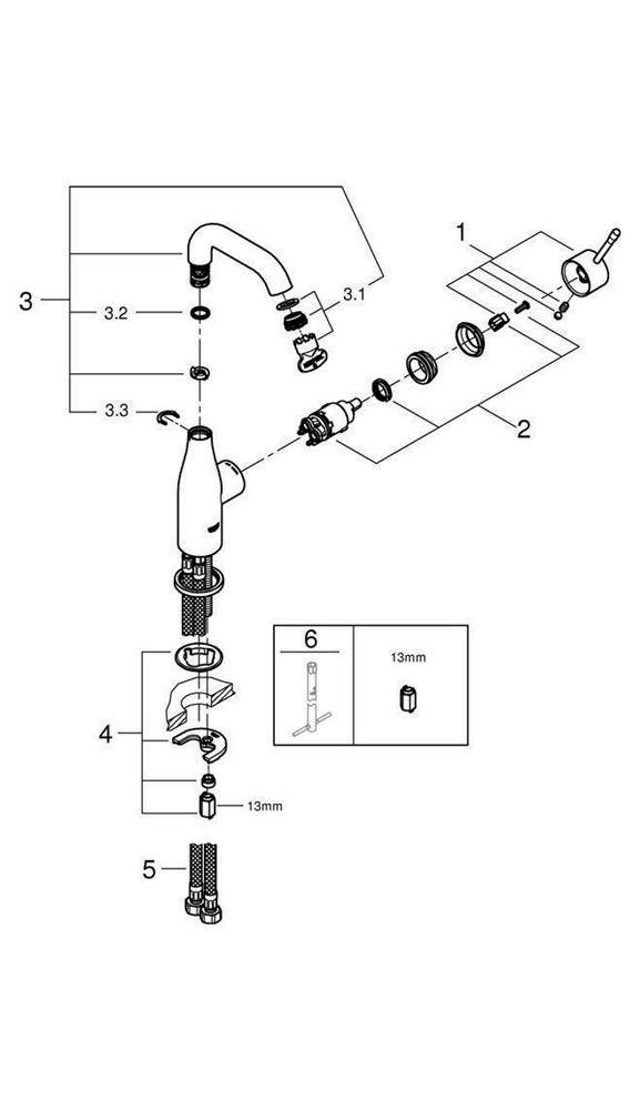 GROHE Einhand-Waschtischbatterie ESSENCE DN 15, M-Size, glatter