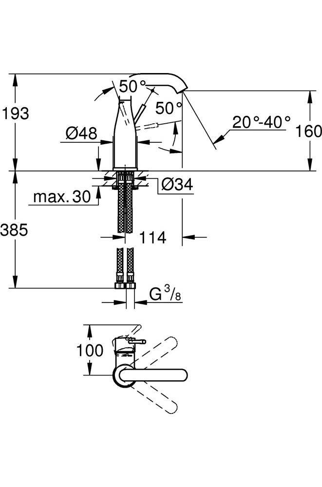 GROHE Einhand-Waschtischbatterie ESSENCE DN 15, M-Size, glatter