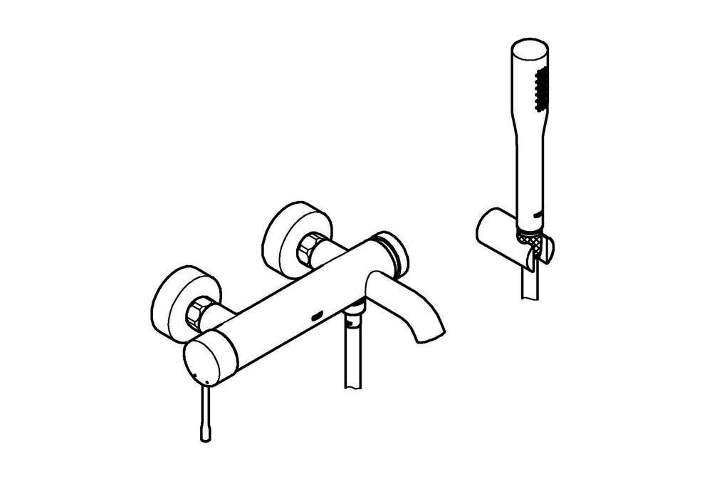 GROHE Einhand-Wannenbatterie ESSENCE DN 15, mit Brausegarnitur chrom