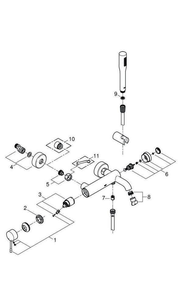 GROHE Einhand-Wannenbatterie ESSENCE DN 15, mit Brausegarnitur chrom