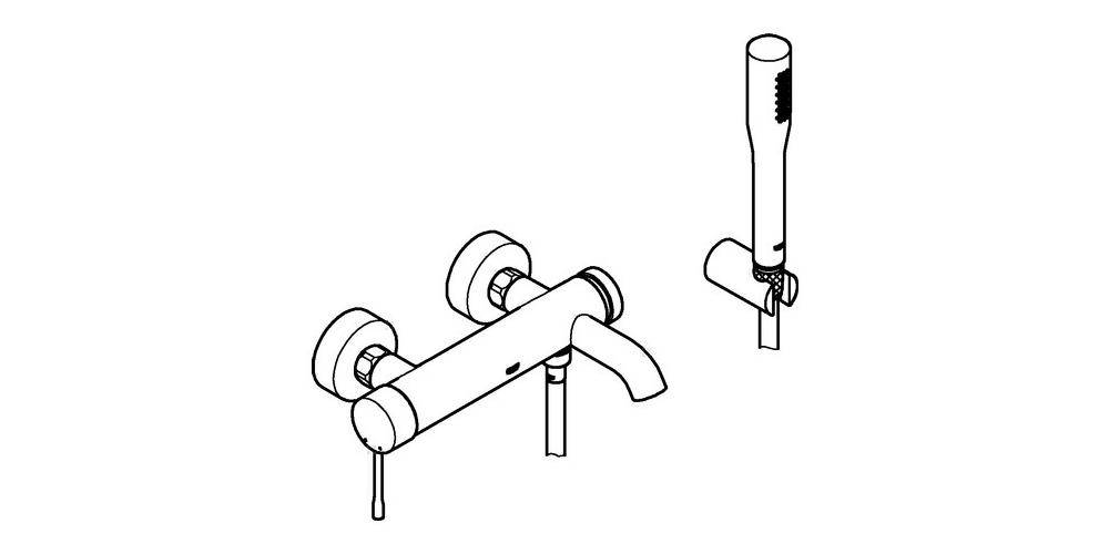 GROHE Einhand-Wannenbatterie ESSENCE DN 15, mit Brausegarnitur chrom