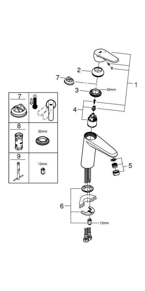 GROHE EH-WTbatt EURODISC C 1/2Zoll M-Size glatter Körper chr