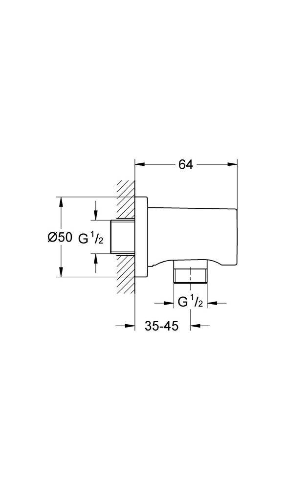 GROHE Wandanschlussbogen RAINSHOWER 1/2Zoll rd Ros ha graph Hard