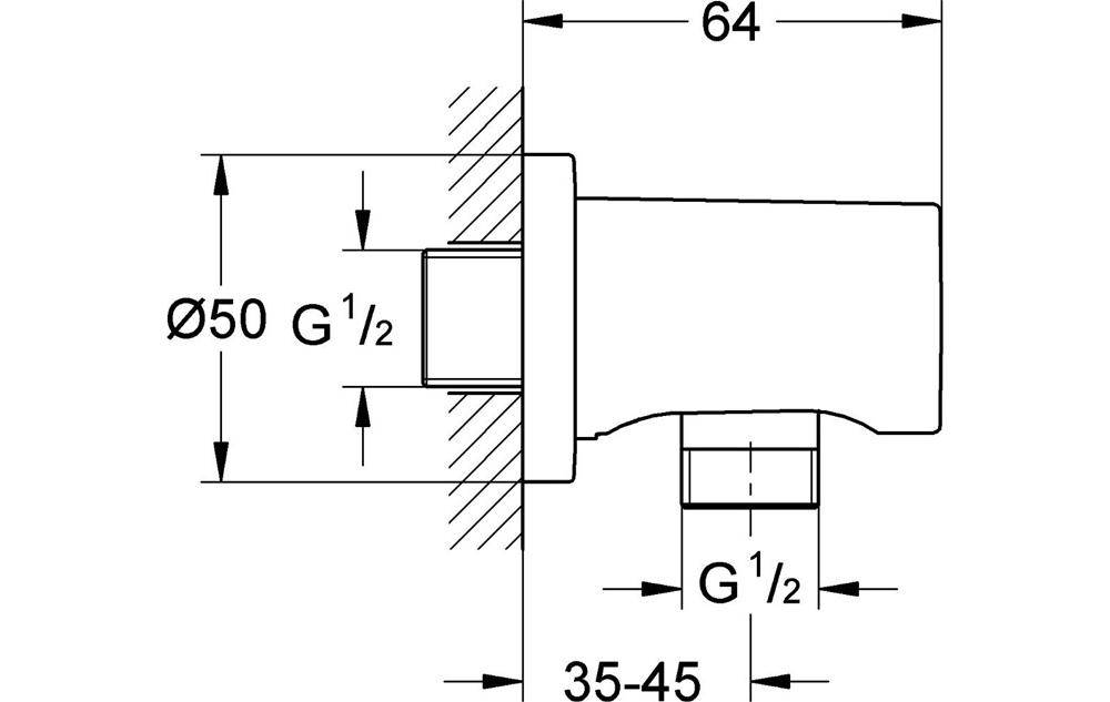 GROHE Wandanschlussbogen RAINSHOWER 1/2Zoll rd Ros ha graph Hard