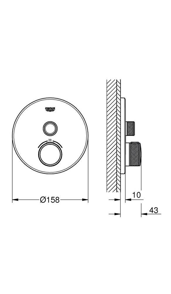 GROHE Thermostat GROHTHERM SMARTCONTROL rd 1 ASV chr chrom