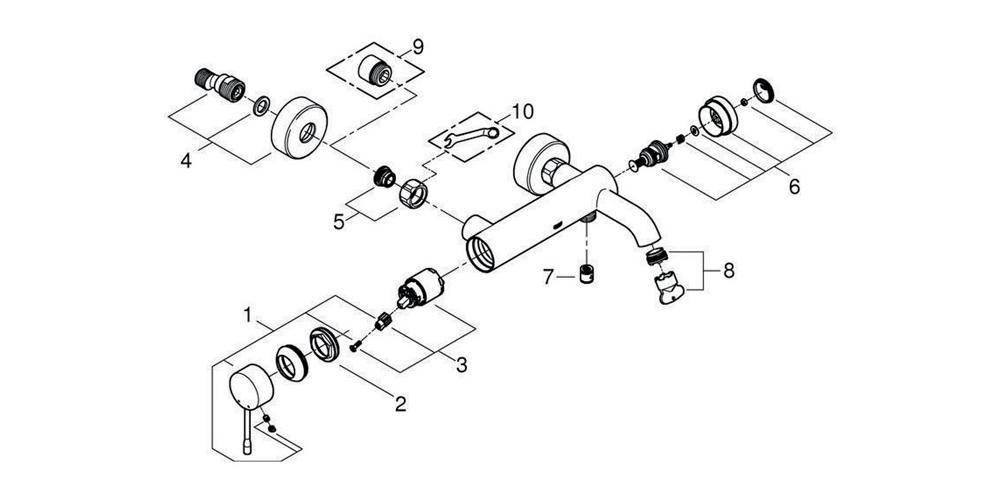 GROHE Einhand-Wannenbatterie ESSENCE Hard Graphite gebürstet
