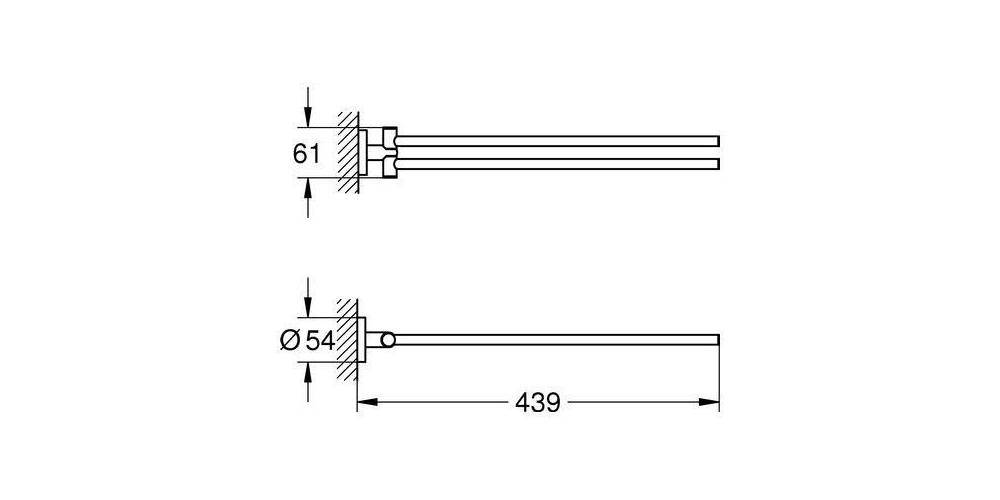 GROHE Handtuchhalter ESSENTIALS 2-armig schw 439mm ha Graphite
