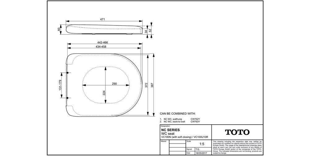TOTO WC-Sitz NC Absenkautomatik, mit Edelstahlscharniere weiß